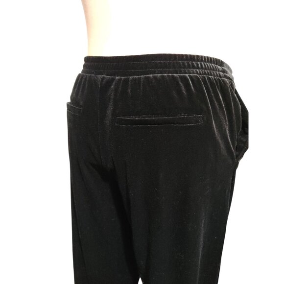 Time and Tru Pants Womens L Black Velour Lounge Pull On Wide Leg Stretch Pockets - Picture 6 of 9